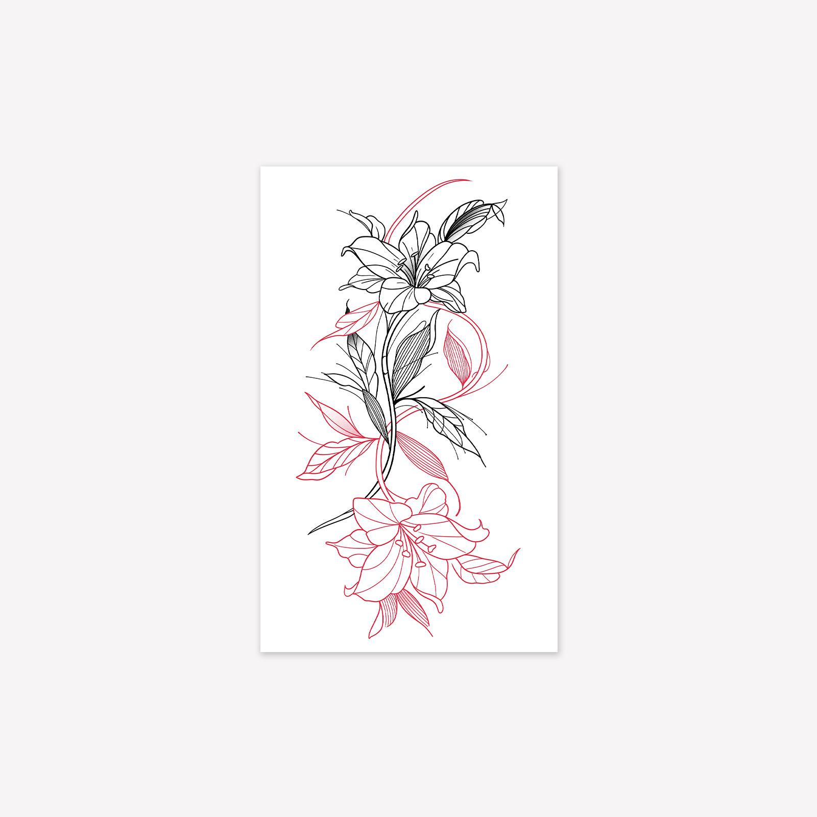

Contrasting Color Lily Tattoo Sticker, Waterproof And Long-Lasting, Sexy Back Model, Simulated Tattoo Sticker. 9*15