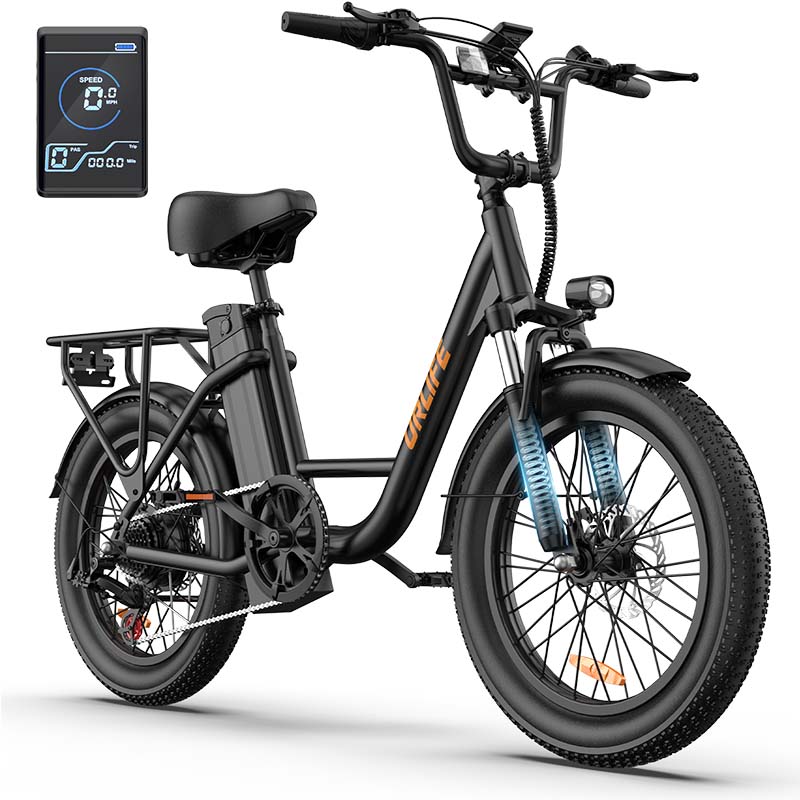 URLIFE E20 City Commuting Electric Bicycle 48V13Ah Battery 500W Motor Outdoor Riding E-Bike 20 Inch Fat Tires Electric Bike With TowSeat