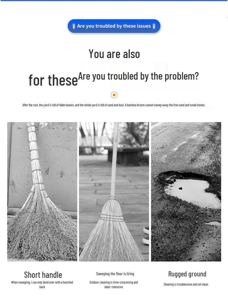 Extra Large Outdoor Hard Bristle Broom for Yard, Courtyard, and Garden Sweeping