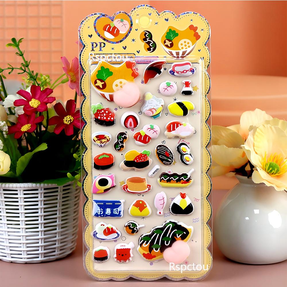 Cute Animal Rabbit Cat Soft Pinched Decompression Stickers Kawaii Cartoon 3D Decoration Decals Toys Stress Gift