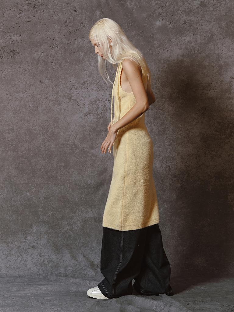 Minderly Boucle Knit Long Dress - Lemon