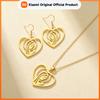 Virgin Mary Heart Pendant Necklace Earring Women Stainless Steel Gold Color Religious Religious Amulet Blessed Jewelry Set Gift