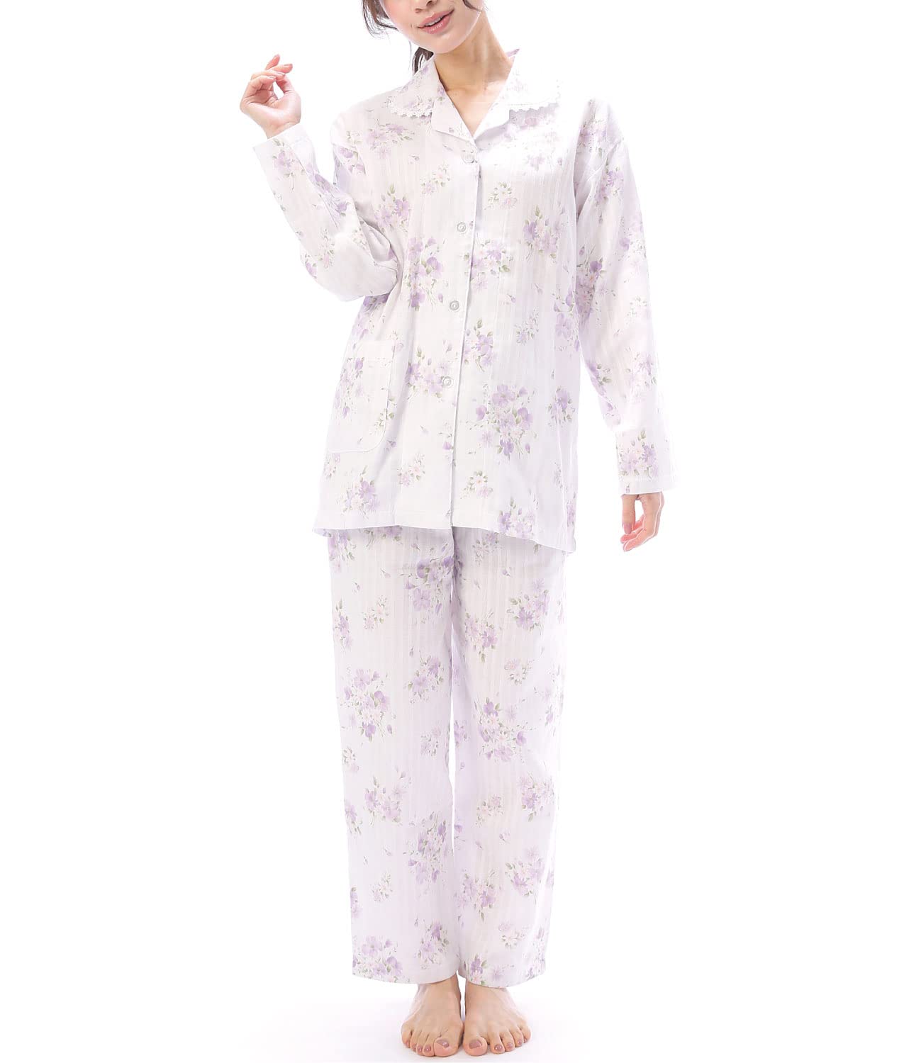 

ON NISHIKI Сделано из хлопка, двойной шов, длинный верх и низ, женская пижама для отдыха, Япония, 100% марля, ткань, приятная к коже, Япония, рукав,