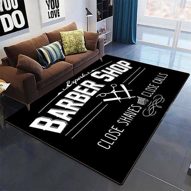 Fashion Cool Barbershop Carpet Living Room Home Decoration Sofa Table Large Area Carpet Lounge Entrance Door Mat Non -Slip Mat
