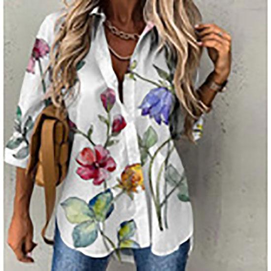 Dámská jarní móda ležérní pouliční košile na knoflíky elegantní a pohodlný top s dlouhým rukávem volná halenka oblečení pro office lady