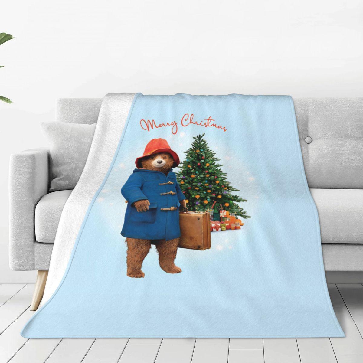 Britain Paddington Brown Bear Blanket Quality Warm Soft Christmas Throw Blanket Winter Camping Couch Bed Fashion Bedspread 75x90cm