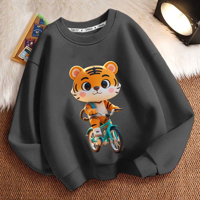 Roztomilá mikina s kapucí pro děti s malým tygříkem, ležérní top pro chlapce a dívky na jaro a podzim