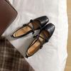 Cowhide version 2025 spring and autumn new temperament square head strap flat sole shoes French retro Mary Jane women's shoes