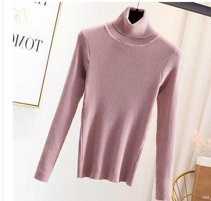 Women's Turtleneck Knit Sweater Slim Fit Solid Color Long Sleeve Thermal Base Layer Top For Autumn Winter
