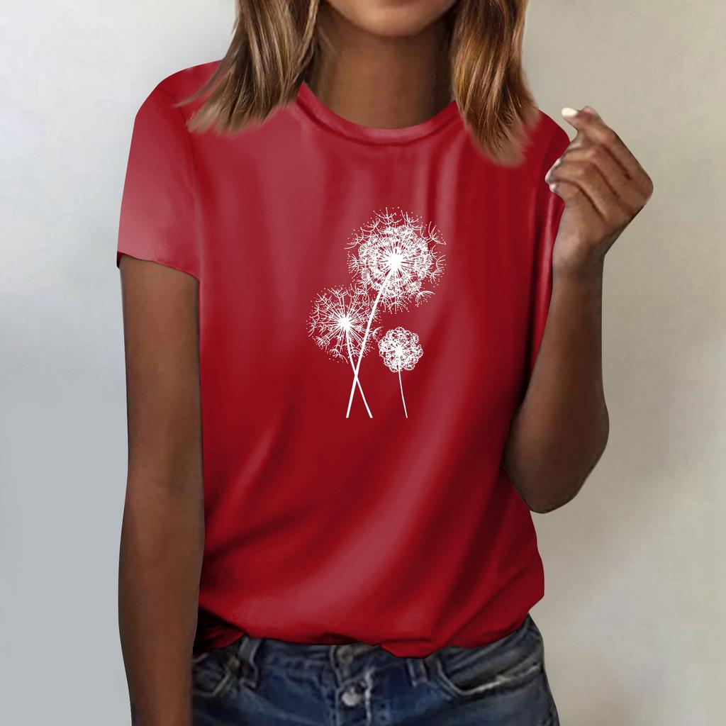 Γυναικείο Μόδα Casual Κοντομάνικο Μπλουζάκι Τοπ με Στρογγυλή Λαιμόκοψη και Εκτύπωση