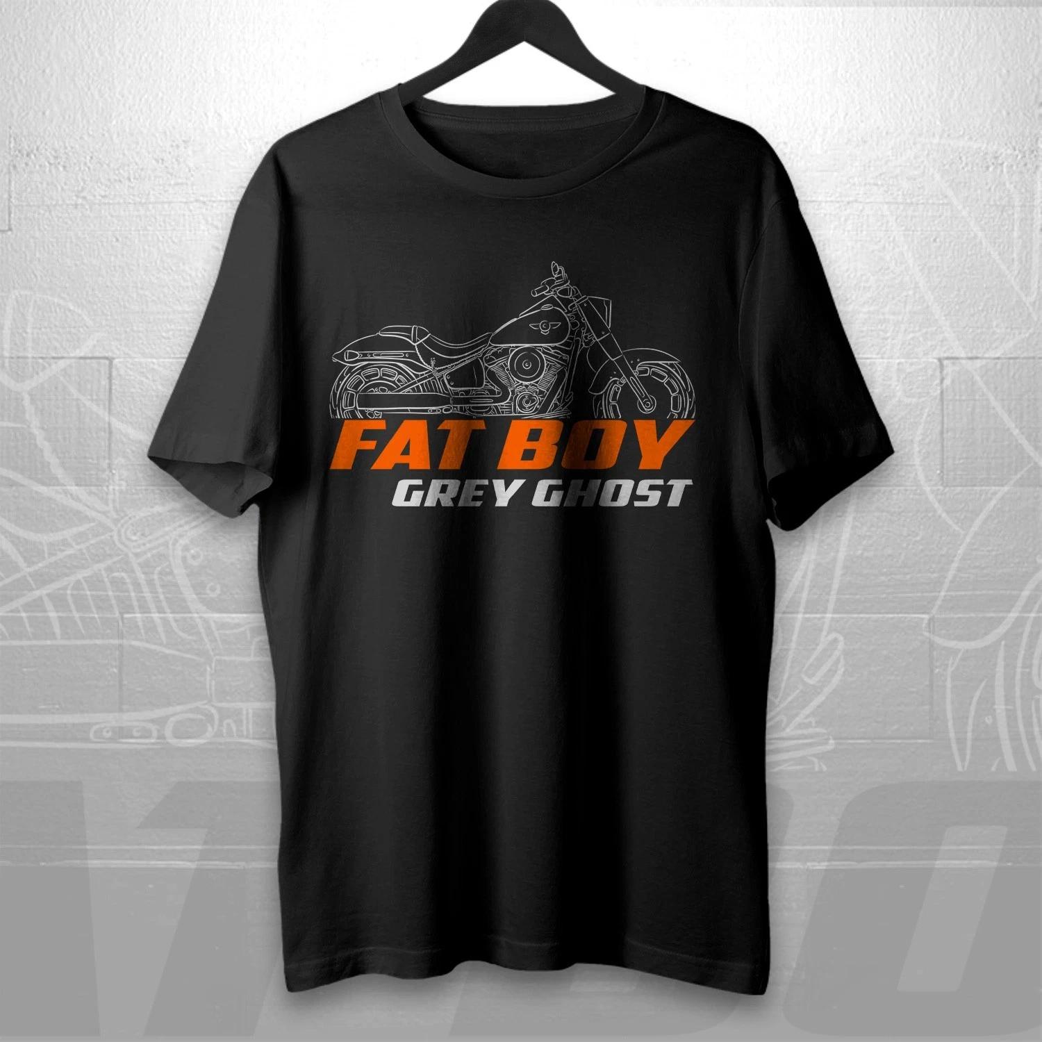 Футболка для байкеров Harley-Davidson FLSTFI Fat Boy Grey Ghost 2025 4XL