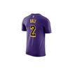 Nike NBA Lakers City Edition Lonzo Ball No. 2 Short Sleeve T-Shirt Men Tops Purple AO0897-547