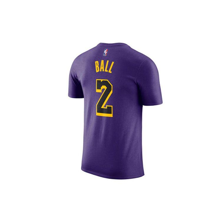 Nike NBA Lakers City Edition Lonzo Ball No. 2 Short Sleeve T-Shirt Men Tops Purple AO0897-547