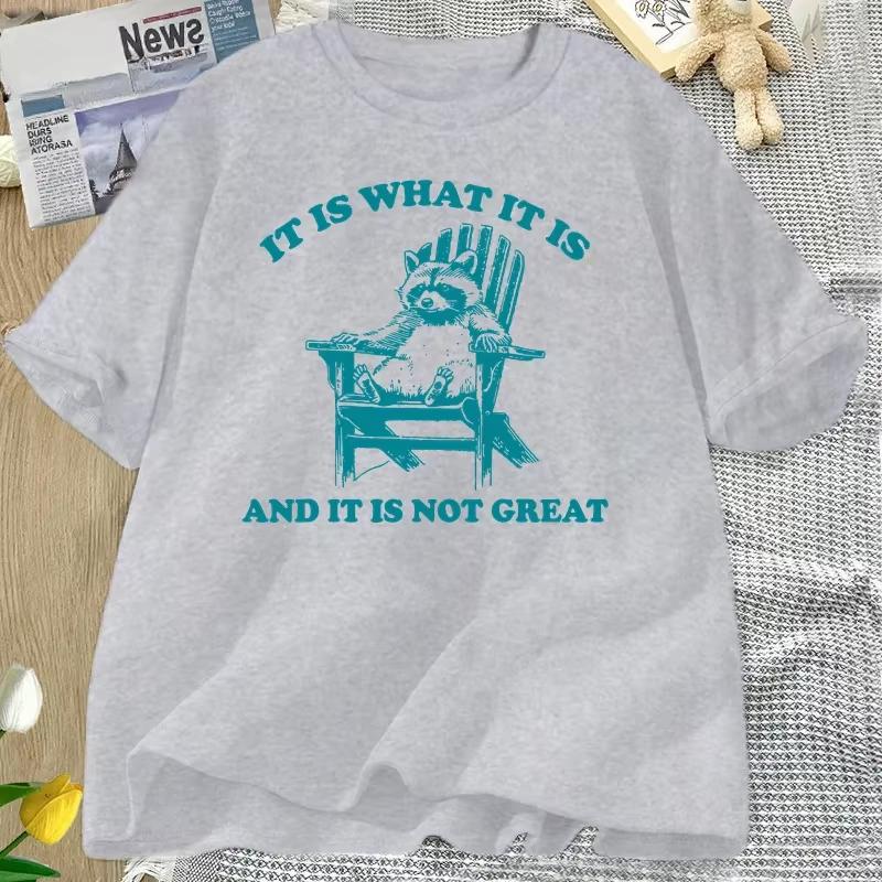 It Is What It Is and It Is Not Great Funny Raccoon T Shirt Women Trash Panda Opossum Graphic Tshirts Short Sleeve Tees S
