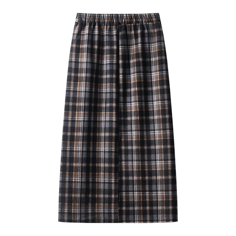 High-Waisted Plaid Tweed Pencil Skirt for Women - Slimming Mid-Length Bodycon, Autumn & Winter 2024 Collection