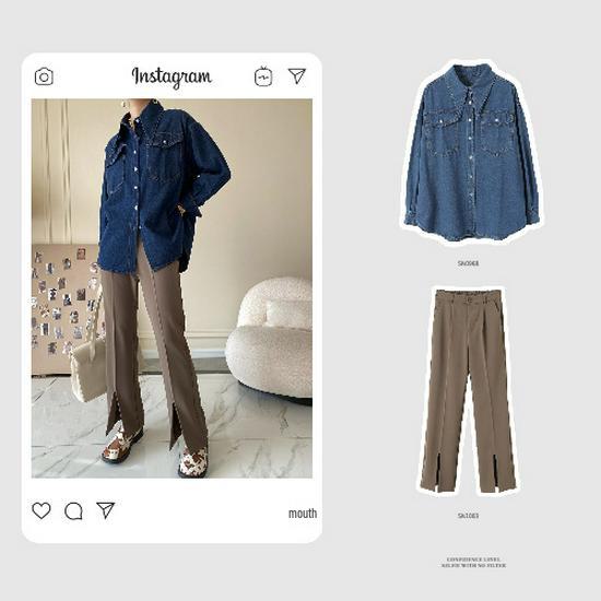 Sinan Vintage Point Collar Denim Shirt for Women, Autumn/Winter 2024, SN0968.