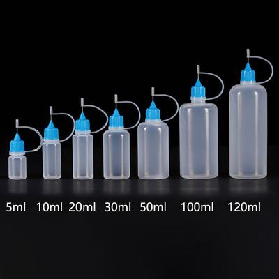 5ml 10ml 20ml 30ml 100ml 120ml Plástico PE Botella Aplicadora Flexible con Punta Gotero Rellenable con Tapas de Punta de Aguja Botellas de Aceite