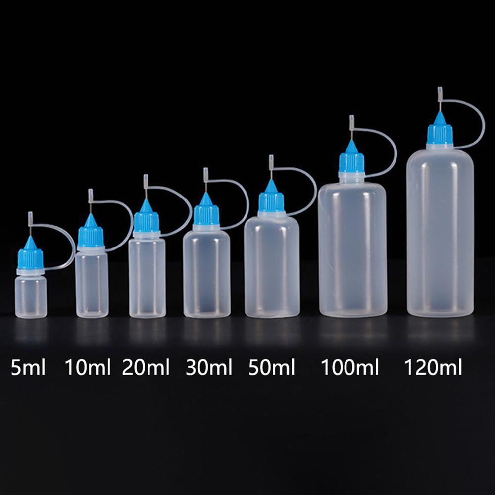 5ml 10ml 20ml 30ml 100ml 120ml PE Plastic Squeezable Tip Applicator Bottle Refillable Dropper with Needle Tip Caps Oil Bottles 5ml