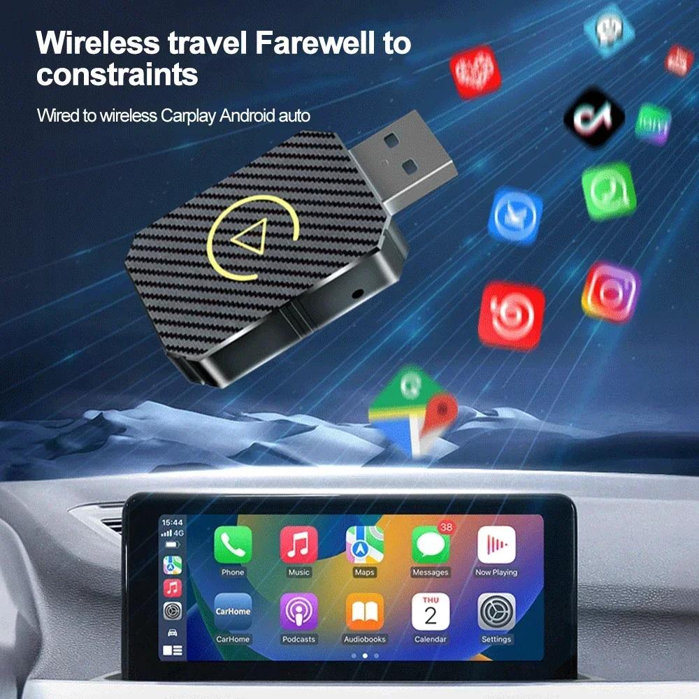 50HZ WIFI Bluetooth 5.0 Wired To Wireless For iOS Android 2 In 1 Plug&Play Fast Connect CarPlay Android Auto Adapter Smart Box