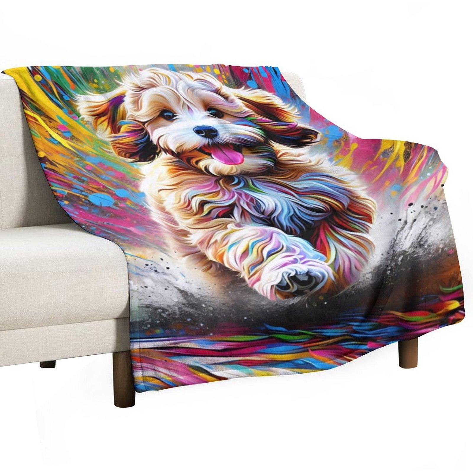 

Cavapoo Dog Portrait Acrylic Art Print Pet Portrait Gifts for Dog Lovers Throw Blanket Loose Summer Decoratives Hair Blankets 30x40in