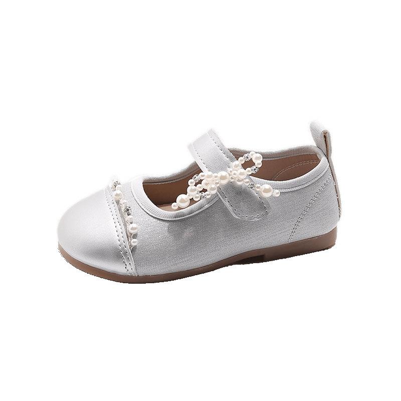 Mädchen Prinzessin Schuhe Kinderschuhe 2025 neu Frühling kleine Lederschuhe Damen Schatz Silber Mädchen weiche Sohle Einzelne Schuhe ausländischer Stil