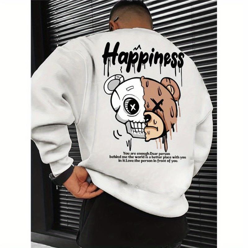 

Мужское худи с круглым вырезом-Свободное, Идеально для офисного кэжуала и улицы XXL белый