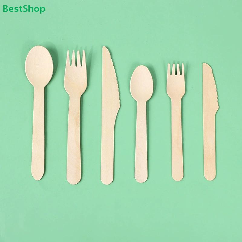 Disposable Wooden Cutlery Set Eco-Friendly Forks, Spoons & Knives