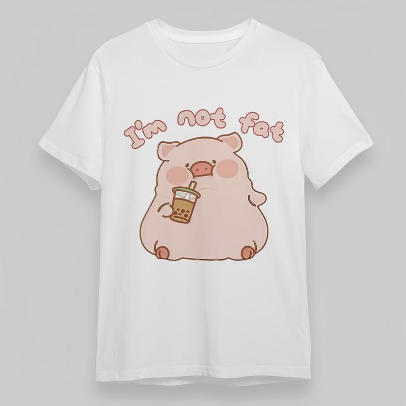 

Women s Plus Size Soft Fashion Classic T-Shirt Cute Pig Bubble Tea Graphic Tee 2XL