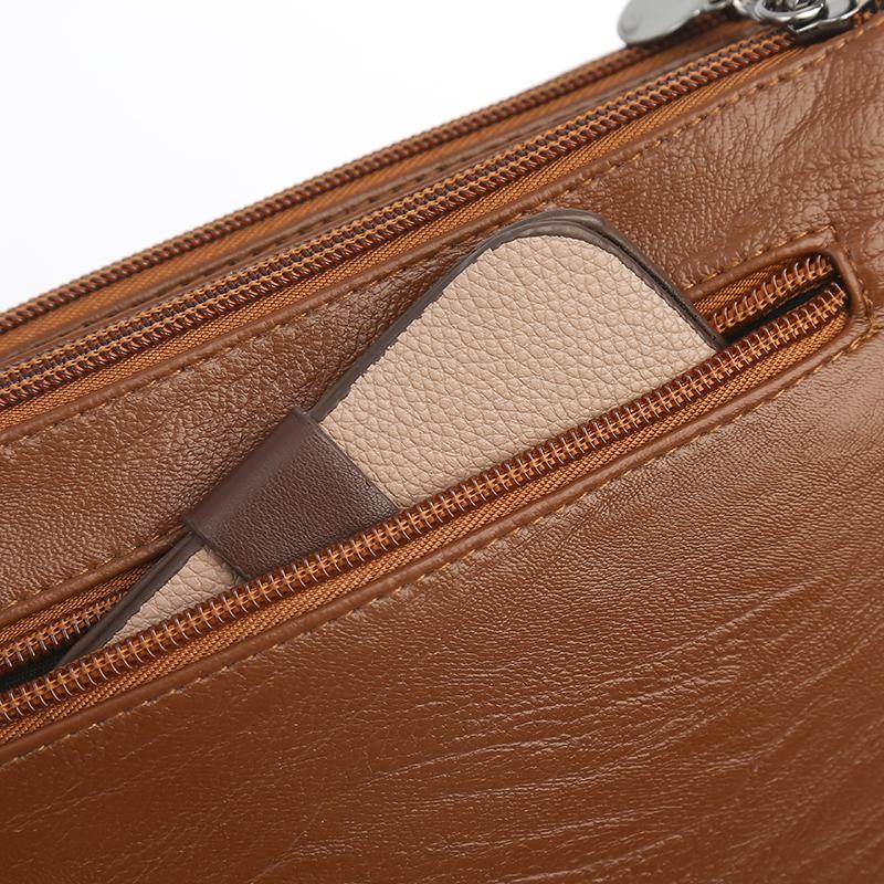 Middle-aged Mother Bag Female PU Messenger Bag Multi-layer Shoulder Bag