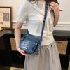 Denim Small Square Bag Embroidered Mobile Phone Bag Women's Shoulder Crossbody Bag