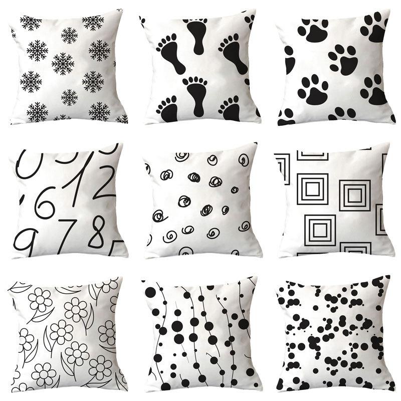 Simple New Blue Geometric Plush Pillowcase Home Fabric Sofa Pillow Cushion Cover