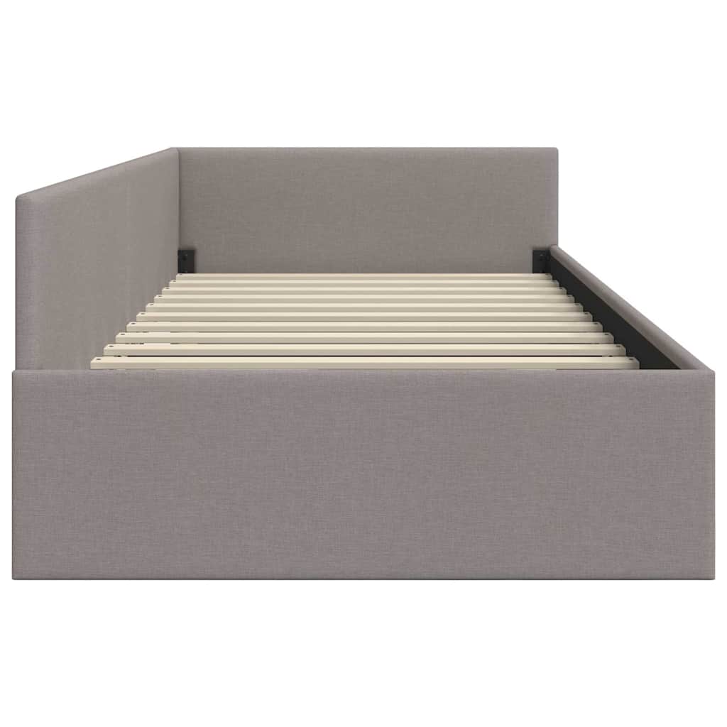 Corner Bed Frame with Headboard Taupe 80 cm x 200 cm Fabric
