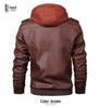 2025 Men's Plus Size PU Washed Leather Hooded Jacket, Two-piece Design.