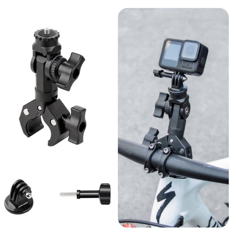 Universal Single Clamp Holder With Full Circles Movement For Action Camera On Motorcycle Bike Bar