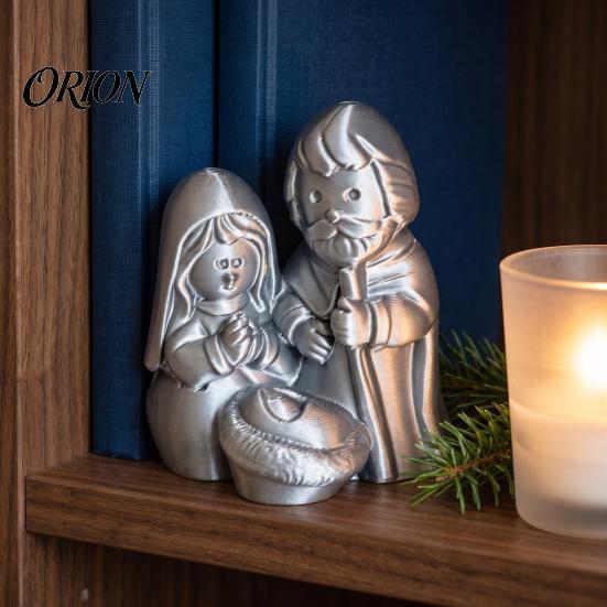 Bookshelf Christmas Figurines 3D Printed Nativity Figurine, Cute Holy Family Statue, Religious Scene Ornaments Holiday Desktop for Windowsills