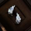 Wing Shaped Studs Earrings Craft Of Copper With Crystals For Work Or Evening Event