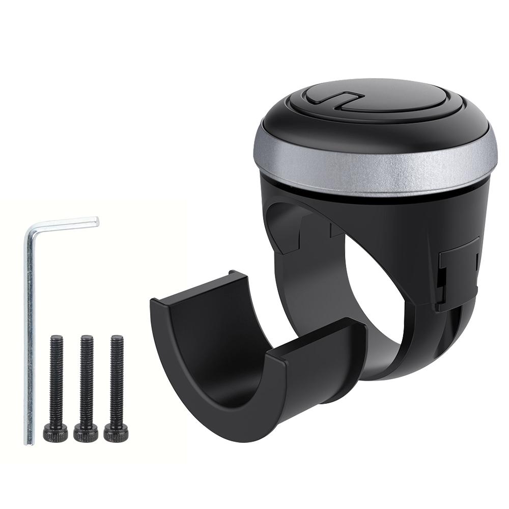 Metal Bearing Power Handle 360 Degree Rotation Turning Steering Wheel Booster Ball Shaped Spinner Knob Black