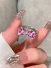 Elegant Pink Zircon Cute Bowknot Rings For Women Vintage CopperColor Engagement Ring Wedding Jewelry Bridal Valentines Day Gift