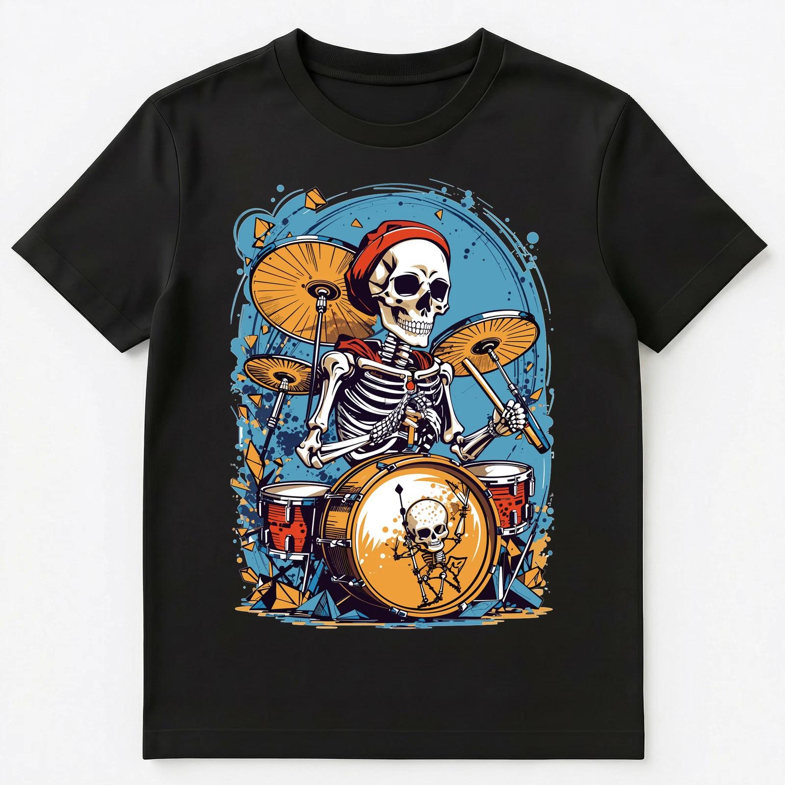 

Drummer Skeleton Playing Drums For Halloween Graphic Unisex T-Shirt 4XL