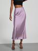 Women's Clothing Elegant Satin Midi Skirt Slim Fit High-Waisted Dress