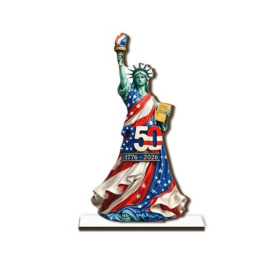 Independence Day Wooden Table Sign, Patriotic Statue of Liberty Gnome Star Freedom Decor, Table Centerpiece for Holiday Party, Fourth of