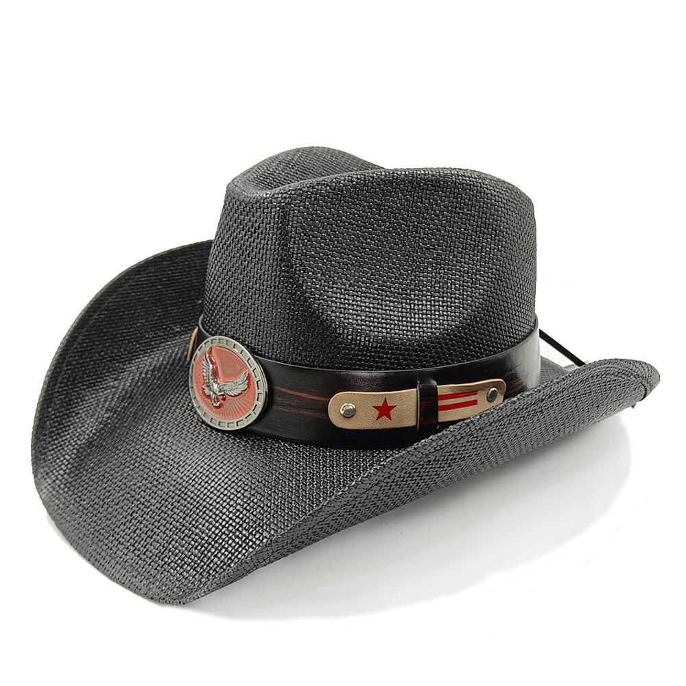 Western Cowboy Hat Straw Hat Men and Women Beach Sun Hat Retro Gentleman Ladies Cowboy Jazz Outdoor Travel Summer New Cowboy Hat