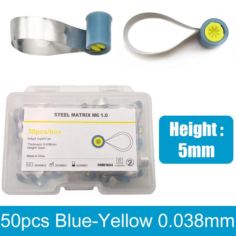 Dental Matrix Bands Metal Matrices 5mm Double-Side Contoured Anatomically Shaped Matrix Bands M6 Knob Type Loop Matrix