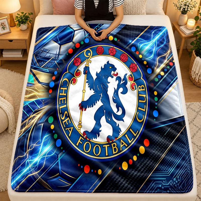 Flannel BlanketChelsea FC Warm Soft Throw Blanket for Indoor Sofa Bed Living Room Use