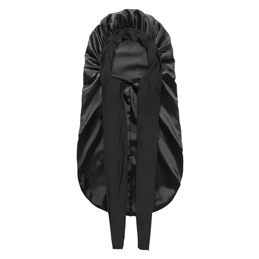 Women Extra Large Hair Long Silk Bonnet Cap & Elastic Satin Hair Band Comfortable Head Cover Night Sleep Hat for Sleeping Shower