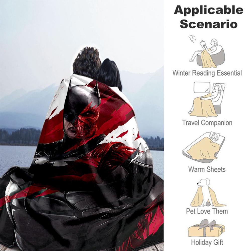 1pc Batman Red Death Mask Outdoor Blanket - Throw Blanket, Soft , Flannel Blankets, Living Room, Travel, Camping-1102071