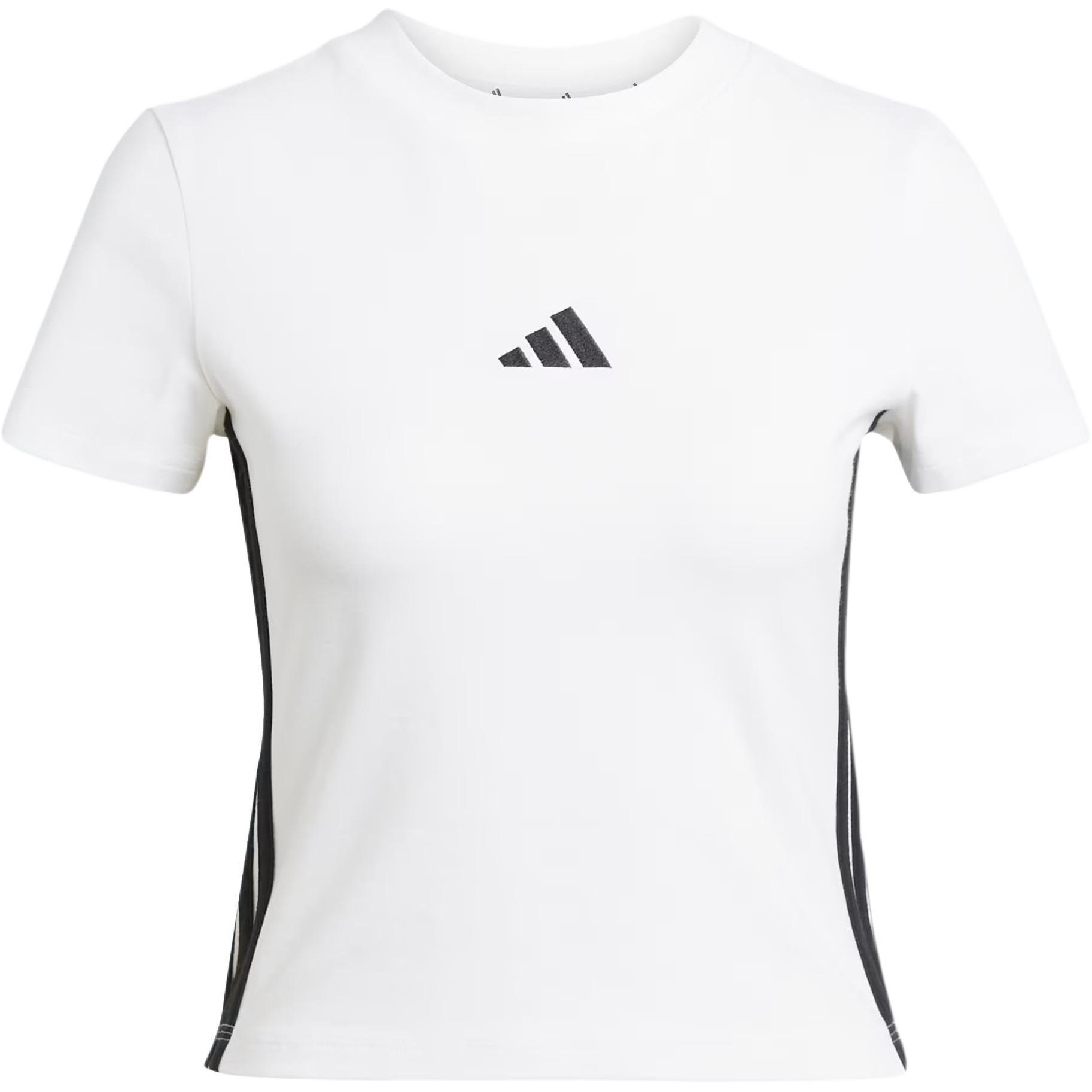 (WMNS) adidas Essentials 3-Stripes Slim Baby T-Shirt Asia Sizing White Black Women s JE1239 M