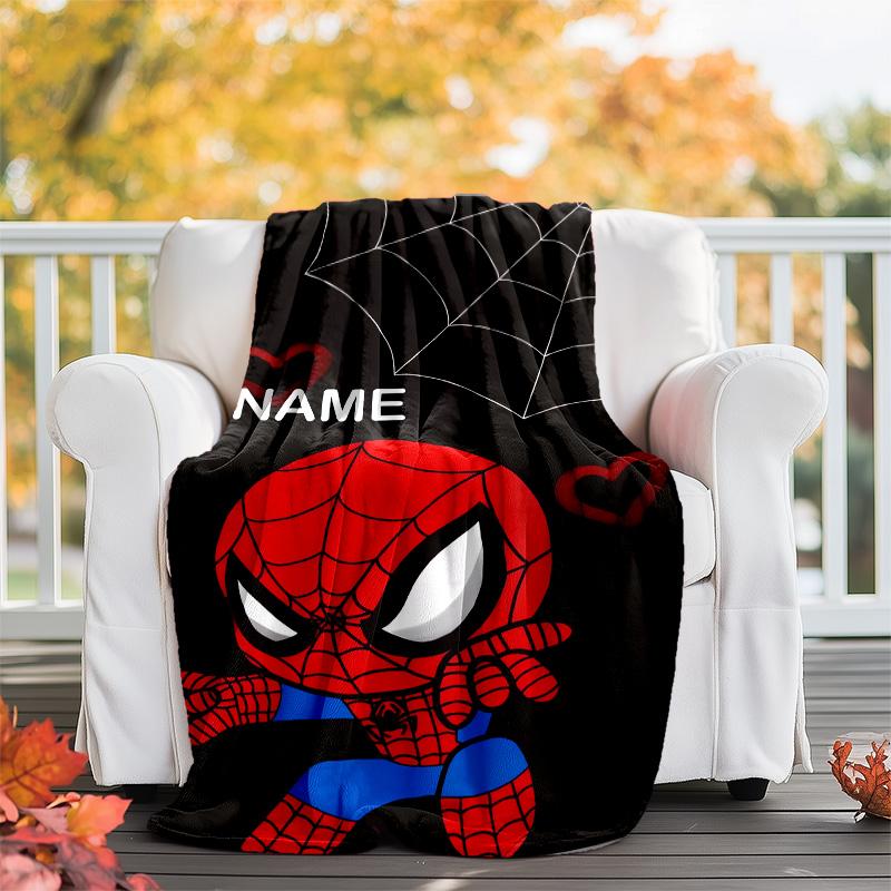 Customizable Spider Man Throw Blanket – Personalized Name, All-Season Cozy Snug Blanket, Machine Washable, Personalized Blanket