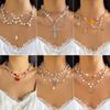 Strawberry Necklace Imitation Pearl Choker Bohemia Layer Crystal Clavicle Chain Delicate Sweet Necklace for Women Girl
