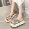 2025 spring and summer new pearl soft belt versatile temperament fashion beach wear thick-bottomed comfortable slippers